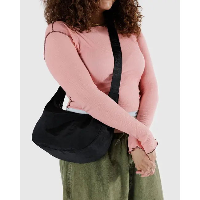 Baggu Medium Nylon Crescent Bag- Black