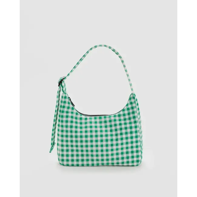 Baggu Mini Nylon Shoulder Bag Green Gingham
