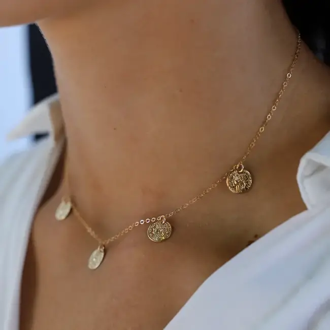 Katie Waltman Coin Dangle Necklace Gold
