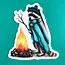 Abundance Illustration Raccoon Roasting Marshmallows Sticker