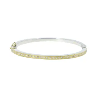 Rene Escobar Fine 2.5mm Adam Gold and Diamond Bangle Bracelet