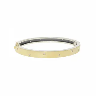 Rene Escobar Fine 6mm Carol Gold and Diamond Bangle Bracelet