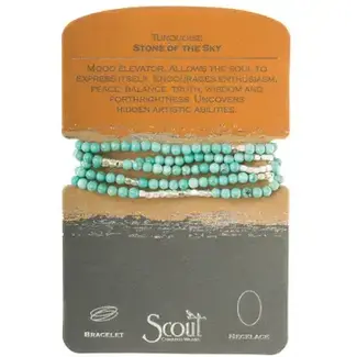 Scout Stone Wrap Bracelet/Necklace - Turquoise/Silver