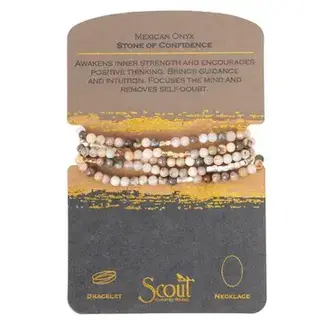 Scout Stone Wrap Bracelet/Necklace - Mexican Onyx/Silver/Gold
