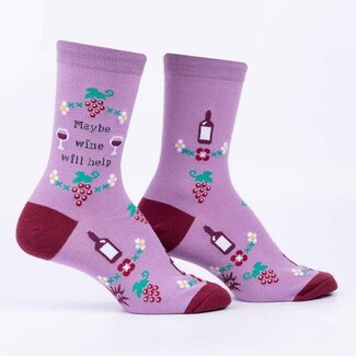Sock it to Me Womens Crew - Maybe Wine Will Help