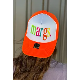 Spirit+Tribe Margs White/Neon Orange Trucker Hat