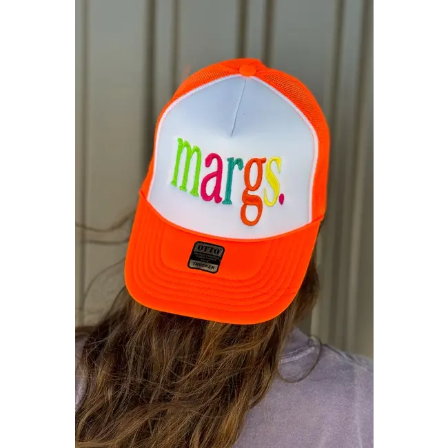 Spirit+Tribe Margs White/Neon Orange Trucker Hat