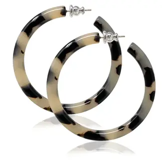 Fenna&Fei 40mm Round Hoops - Bio Blonde Tortoise