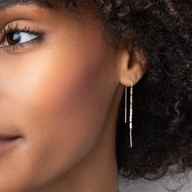 Scout Chromacolor Miyuki Thread Earring - Pewter Multi/Silver