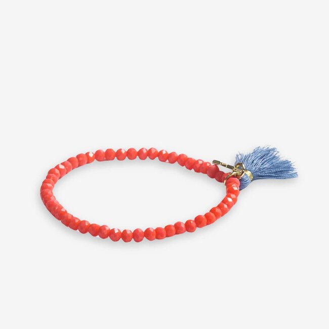 Ink&Alloy Patsy Solid Crystal Stretch Bracelet- Coral