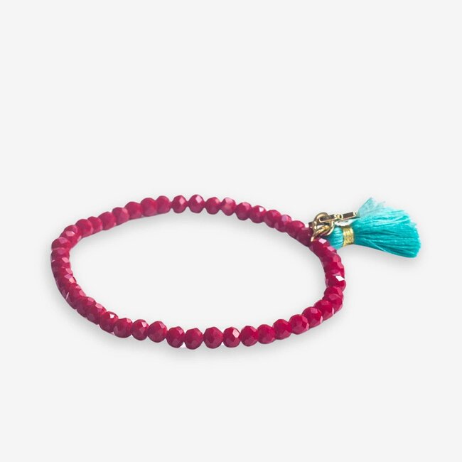 Ink&Alloy Patsy Solid Crystal Stretch Bracelet- Maroon