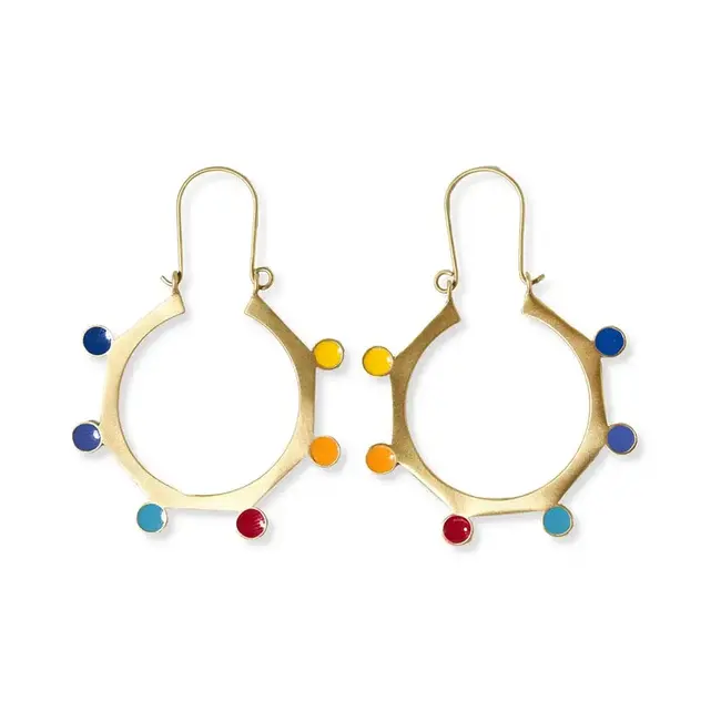 Ink&Alloy Amelia Circle Rainbow Dot Earrings