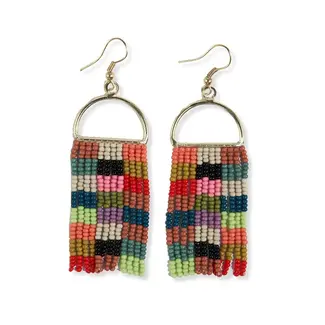 Ink&Alloy Allison Checkered Beaded Fringe Earring Multicolor