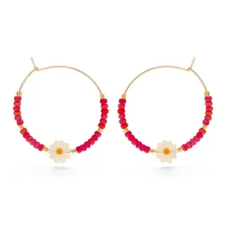 Amano Studio Daisy Bead Hoop Rainbow Coral