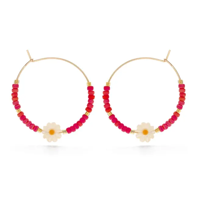 Amano Studio Daisy Bead Hoop Rainbow Coral