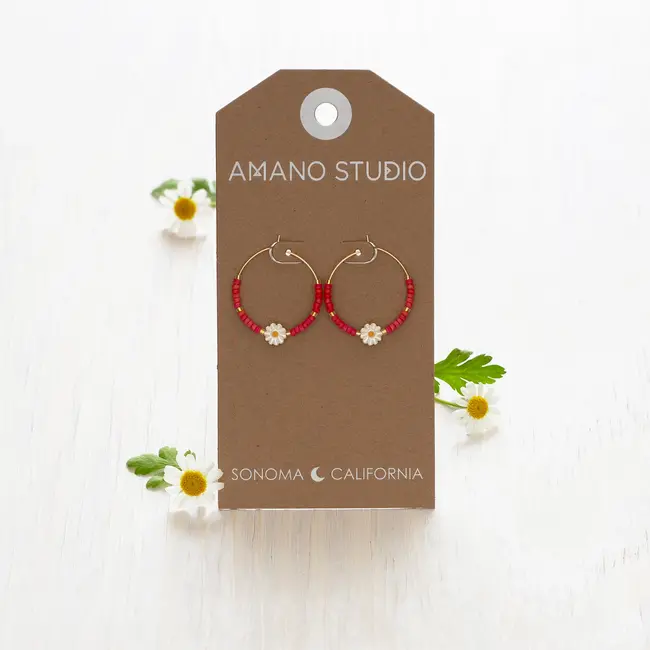 Amano Studio Daisy Bead Hoop Rainbow Coral