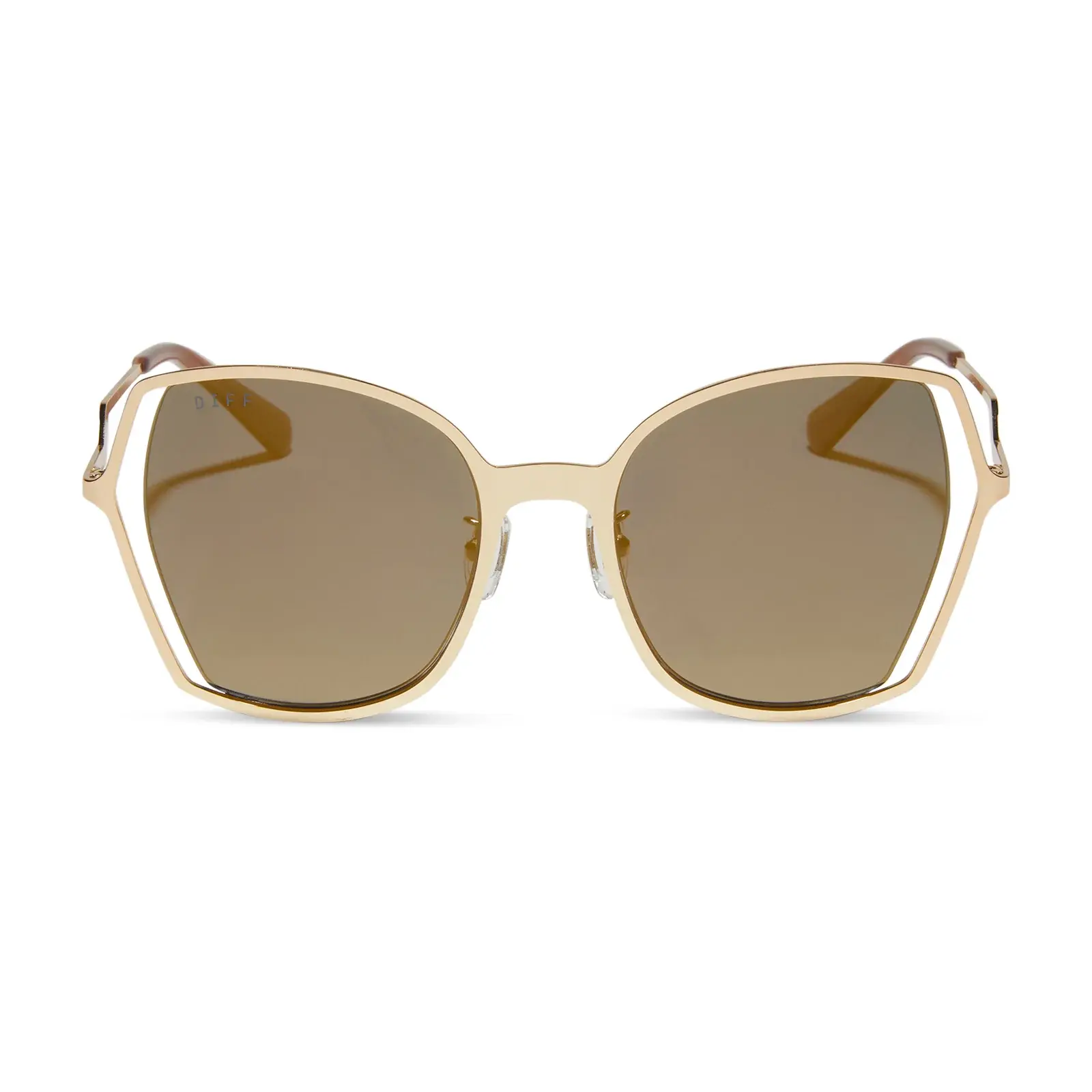 DIFF Eyewear Donna III Sunglasses Womens POLARIZED Gold Mirror Lens Geometric DIFF Eyewear Donna III Brushed Gold Taupe Rose Gradient  main image 3