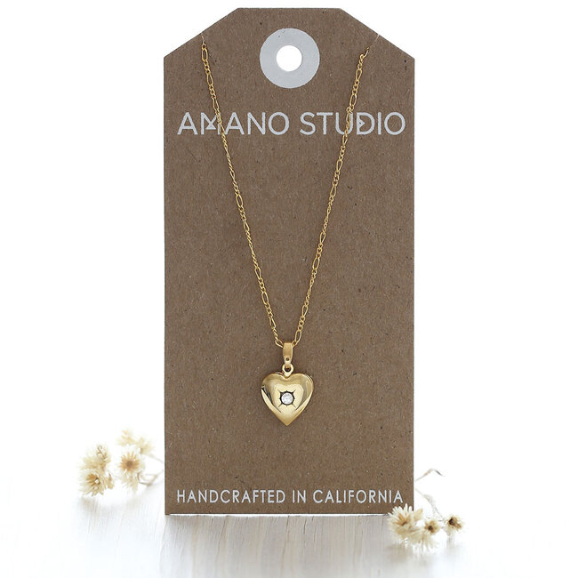 Amano Studio Small Heart Locket Gold