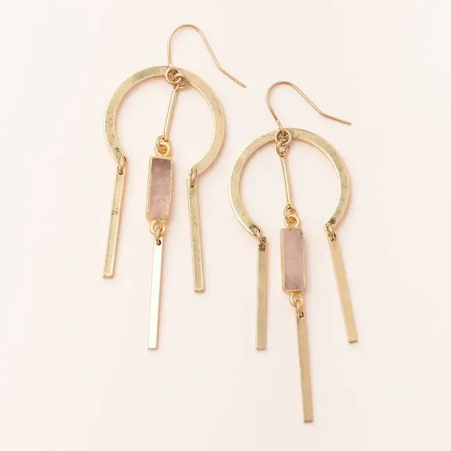 Scout Dream Stone Earring- Gold Rose Quartz
