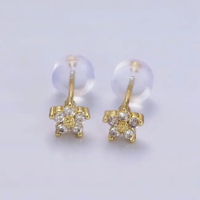 GF 5mm Mini CZ Flower Studs - Clear