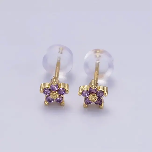 GF 5mm Mini CZ Flower Studs - Purple