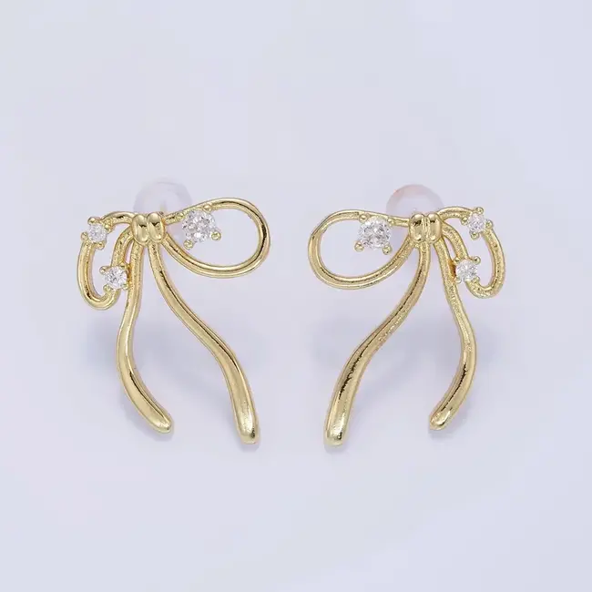 GF Tied Bow CZ Studs