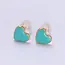 GF Teal Enamel Heart Studs