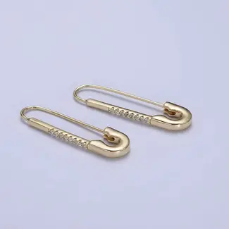 GF Micro Paved CZ Safety Pin Earrings