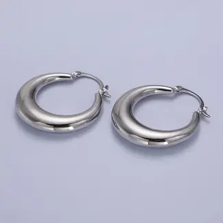 Silver Thin Dome 30mm Hoops