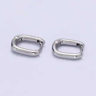 Silver 11mm Oblong Cartilage Earrings