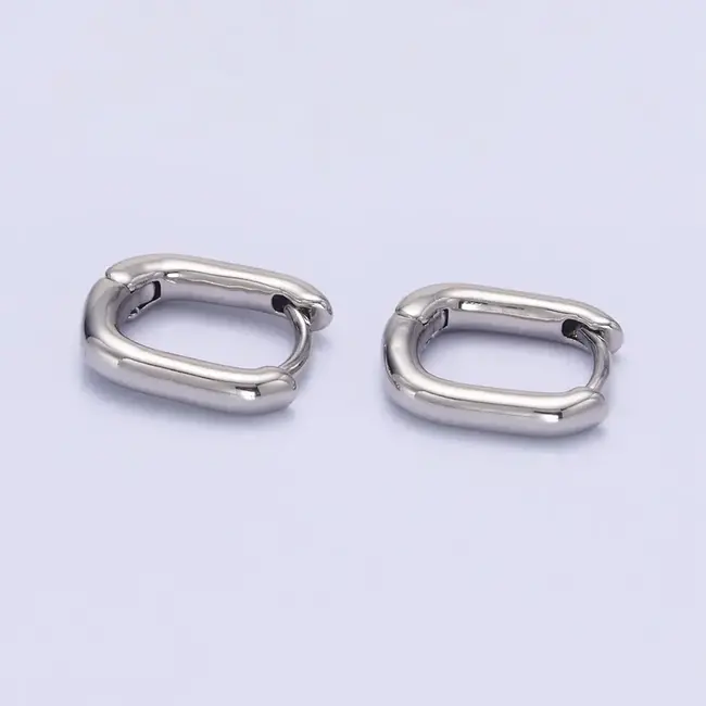 Silver 11mm Oblong Cartilage Earrings