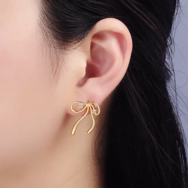 GF Tied Bow CZ Studs