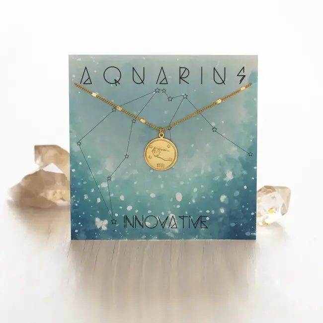 Amano Studio Zodiac Necklace Gold Aquarius