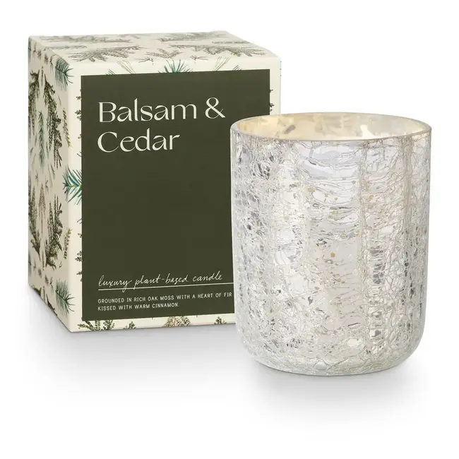 Illume Balsam & Cedar Small Boxed Crackle Glass