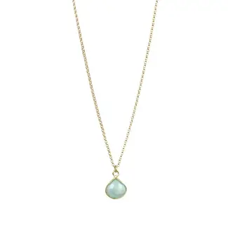 Tasi & Stowaway Bezel-wrapped Gemstone Necklace - Gold Amazonite