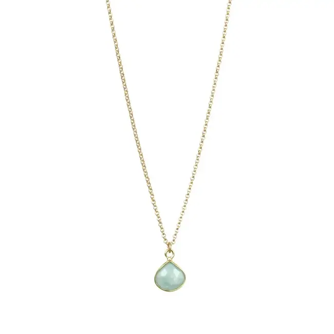 Tasi & Stowaway Bezel-wrapped Gemstone Necklace - Gold Amazonite