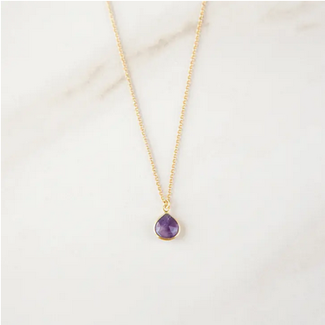 Tasi & Stowaway Bezel-wrapped Gemstone Necklace - Gold Amethyst