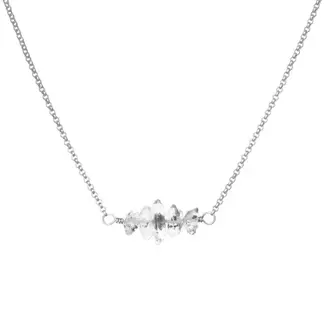 Tasi & Stowaway Herkimer Bar Necklace - Silver