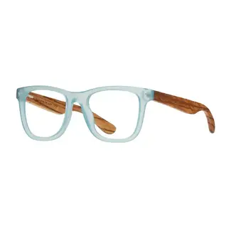 Blue Planet Eyewear Seaglass - Matte Light Blue/Walnut Wood +2.5