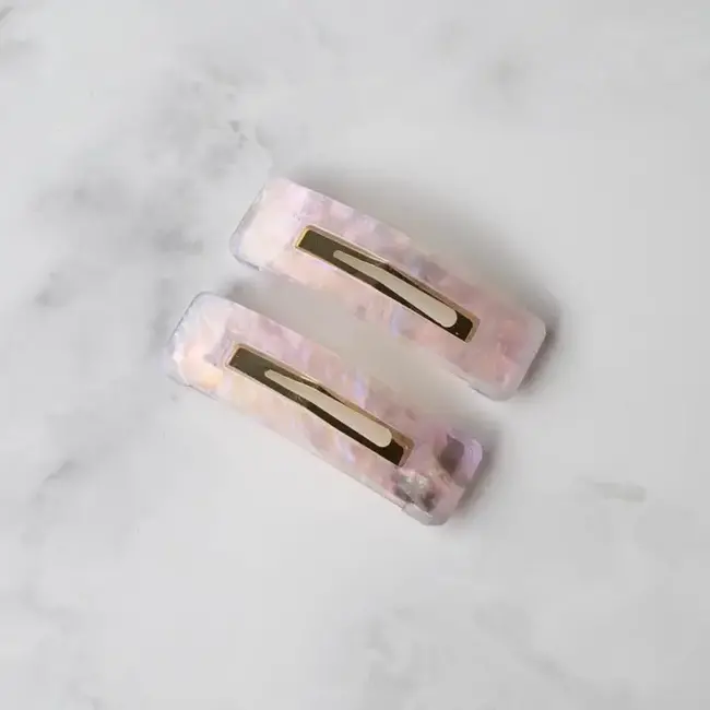 Tiepology Rectangle Snap Hair Pin Set - Pink Clouds