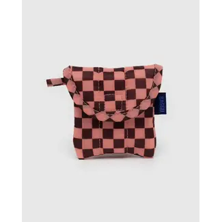 Baggu Puffy Earbuds Case - Pink Brown Check