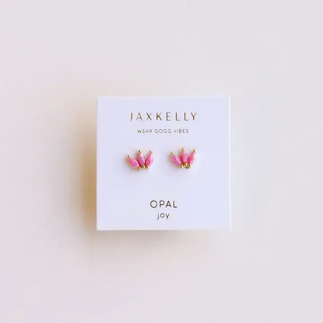 JaxKelly Opal Crown Stud - Pink