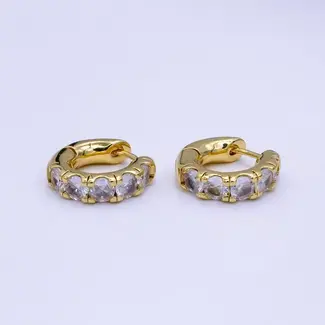 GF 17mm Clear CZ Rounded Huggie Earrings