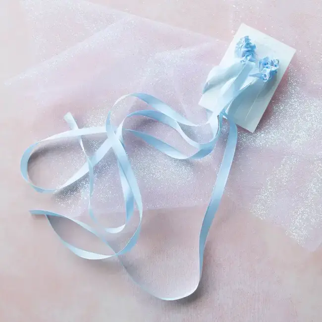 Tiepology Satin Ribbon Hair Tie Set Baby Blue