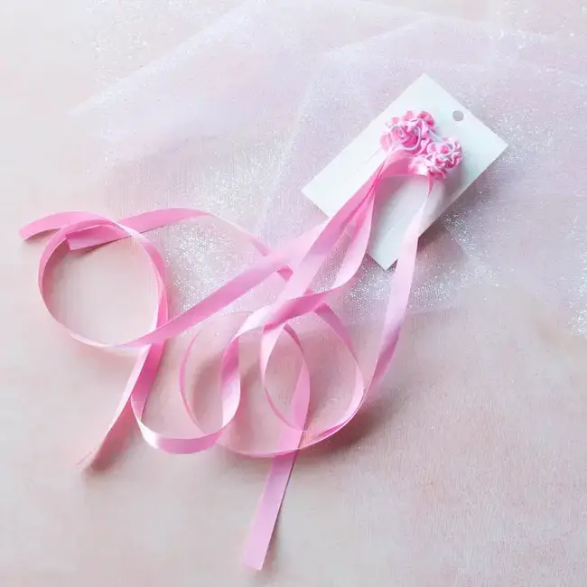 Tiepology Satin Ribbon Hair Tie Set Candy Pink
