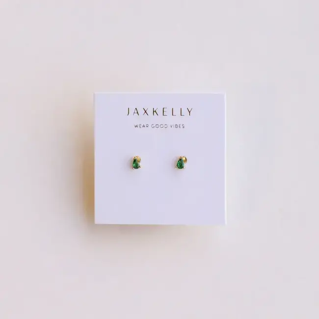 JaxKelly Teardrop Earrings - Emerald CZ