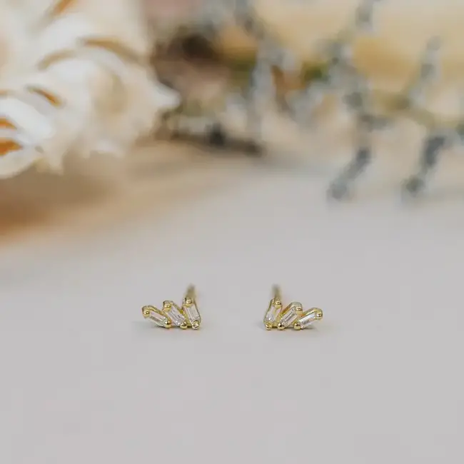 JaxKelly Offset Trio Earrings- White CZ