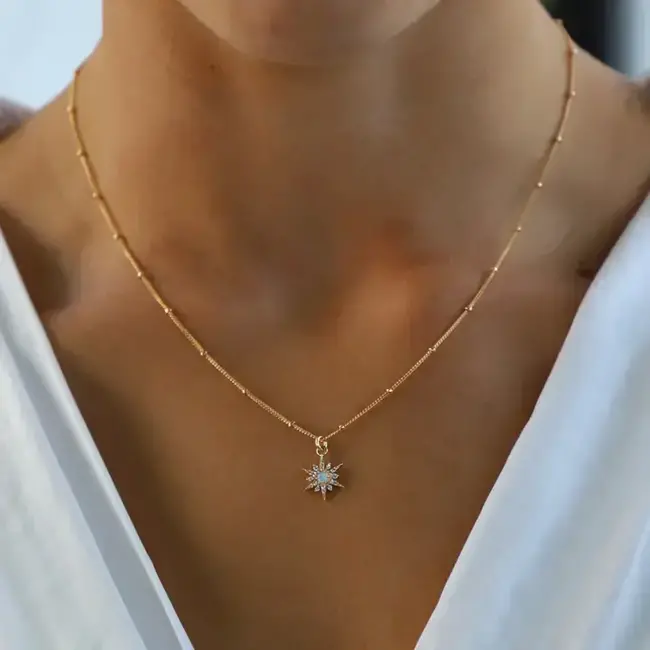 Katie Waltman Opal Starburst Necklace - Gold 18"