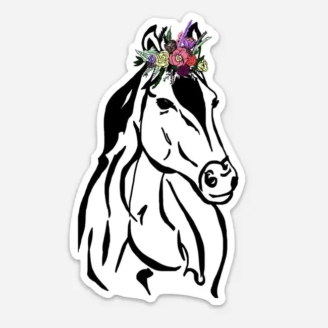 Artsy Em Floral Crowned Steed Sticker