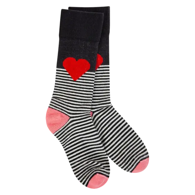 Crescent Sock Company Luxe Collection - Black Multi Heart